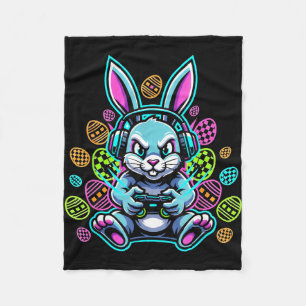 Level omhoog gamer pasen cute konijn headset fleece deken