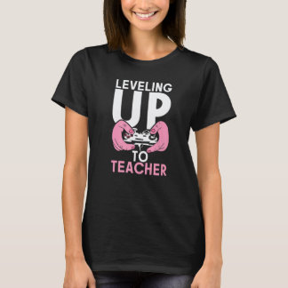Level omhoog naar leraar Gamer Student School Vaka T-shirt