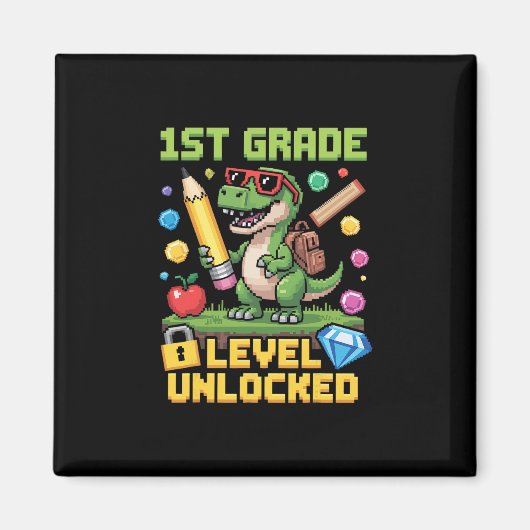 Level Ontgrendeld 1e Leerjaar Dinosaur Ck naar Sch Magneet (Voorkant)
