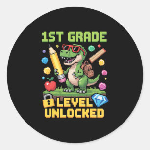 Level Ontgrendeld 1e Leerjaar Dinosaur Ck naar Sch Ronde Sticker