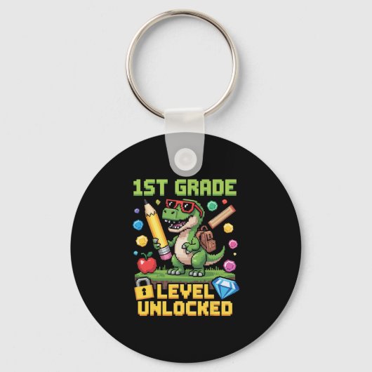 Level Ontgrendeld 1e Leerjaar Dinosaur Ck Terug Na Sleutelhanger (Voorkant)