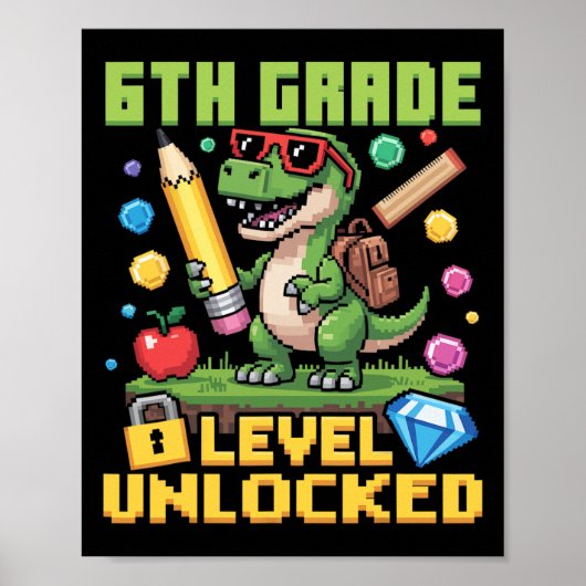 Level Ontgrendeld 6e Leerjaar Dinosaur Ck Terug Na Poster (Voorkant)
