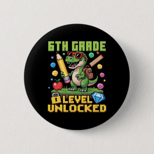 Level Ontgrendeld 6e Leerjaar Dinosaur Ck Terug Na Ronde Button 5,7 Cm