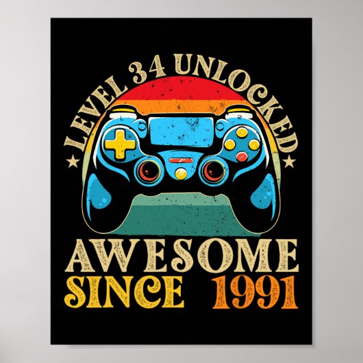 Level &#  Ontgrendeld AweSome sinds 1991 &# e Ve Poster (Voorkant)