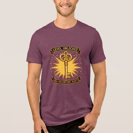 Level Ontgrendeld Retro Gaming Pixel Art Sleutel | Tri-Blend Shirt (Voorkant)