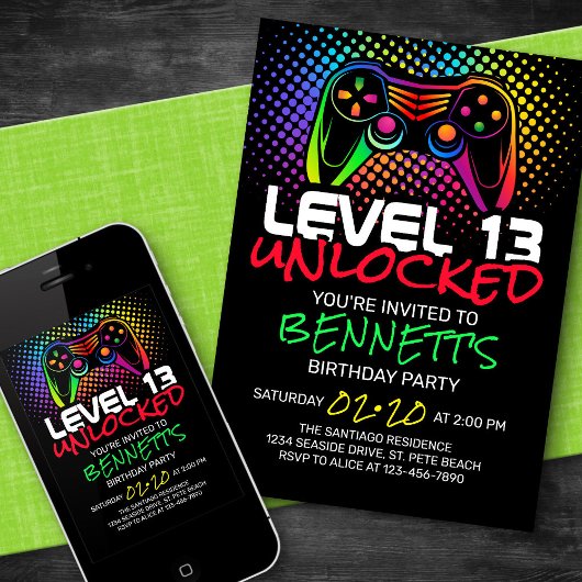 Level Ontgrendeld Videospel Verjaardag Kaart