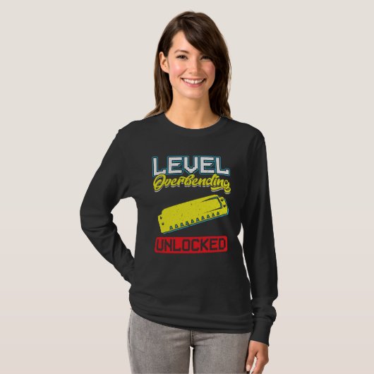 Level Overbending Unlocked Harmonica Player T-shirt (Voorkant volledig)