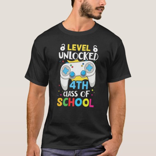 Level Unlocked 4th Grade Primary School Schulkind T-shirt (Voorkant)