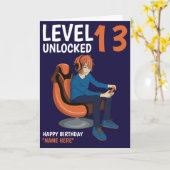 Level Unlocked Gamer Boy Birthday Kaart (Gele Bloem)