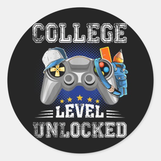 Level Unlocked Video Game Back to School B Ronde Sticker (Voorkant)