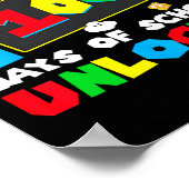 Level Up 100 dagen school ontgrendeld Gamer Videog Poster (Hoek)
