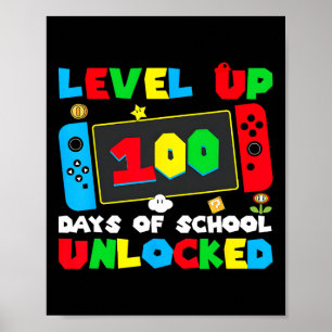 Level Up 100 dagen school ontgrendeld Gamer Videog Poster