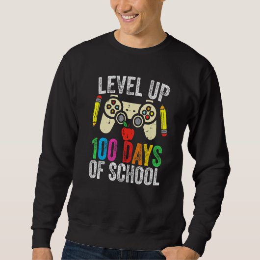 Level Up 100 Days Of School Gamer Game Lover Happy Trui (Voorkant)