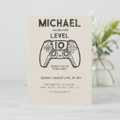 level up 10 Video Game Birthday Party Invitation Kaart (Staand voorkant)