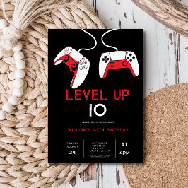 level up 10 Video Game on Birthday Party Kaart