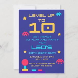 Level Up 10e verjaardagsuitnodiging Bewerkbaar Kaart