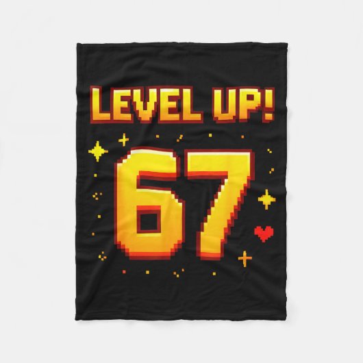 Level Up 67 Funny Gaming 6 7 Meme Gen Alpha Slang Fleece Deken (Voorkant)