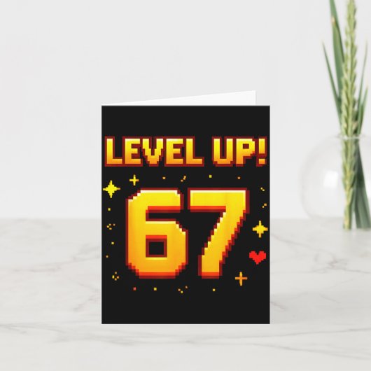 Level Up 67 Funny Gaming 6 7 Meme Gen Alpha Slang  Kaart (Voorkant)