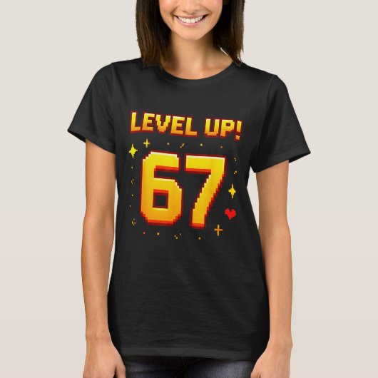 Level Up 67 Funny Gaming 6 7 Meme Gen Alpha Slang  T-shirt (Voorkant)