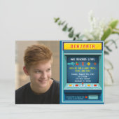 Level Up Arcade Game Afbeelding Verjaardagsfeest Kaart (Staand voorkant)