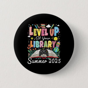 Level Up Bij Uw Bibliotheek Zomer 2025 Lees Gamer Ronde Button 5,7 Cm