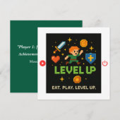 Level Up Birthday Card – Pixel Gamer Flat Card (Voorkant / Achterkant)