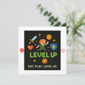 Level Up Birthday Card – Pixel Gamer Flat Card (Staand voorkant)