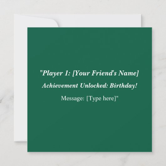 Level Up Birthday Card – Pixel Gamer Flat Card (Achterkant)