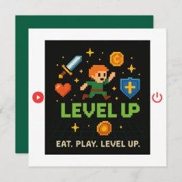 Level Up Birthday Card – Pixel Gamer Flat Card