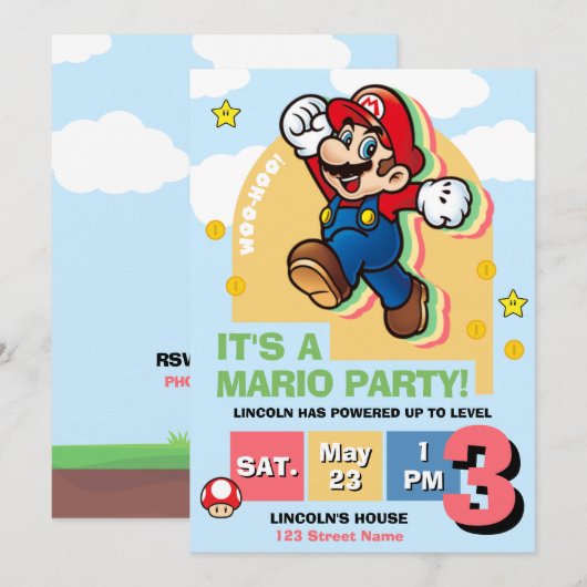 Level Up Birthday Invitation Kaart (Voorkant / Achterkant)