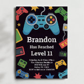 Level Up Boys Gamer 11th Birthday Party Kaart