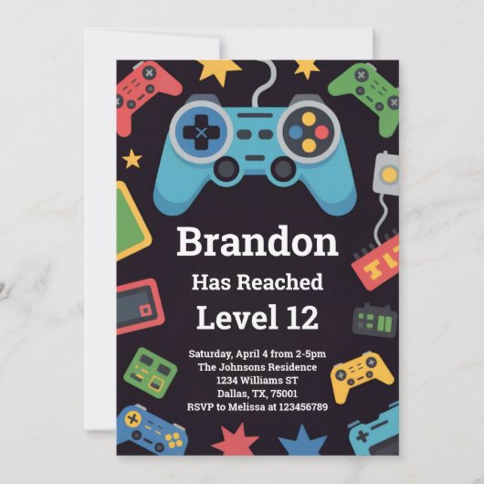 Level Up Boys Gamer 12th Birthday Party Kaart (Voorkant)
