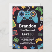 Level Up Boys Gamer 8th Birthday Party Kaart (Voorkant)