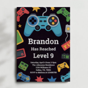 Level Up Boys Gamer 9e Verjaardagsfeestje Kaart