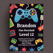 Level Up Boys Gamer Birthday Party Kaart