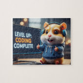 Level Up Coderen Compleet – Schattige Gamerhamster Legpuzzel (Horizontaal)