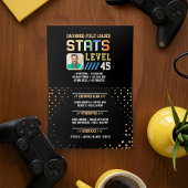Level Up Dad Gamer Player Stats & Foto Verjaardag Kaart