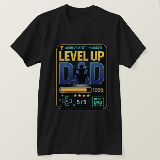 Level Up Dad Gaming T-shirt | Prestatie ontgrendel (Design voorkant)