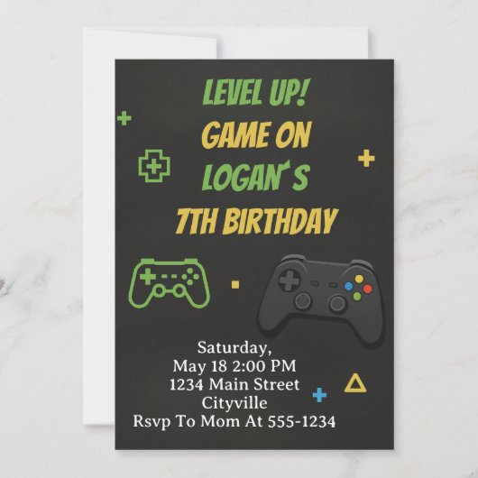 Level Up Game On Birthday Kaart (Voorkant)
