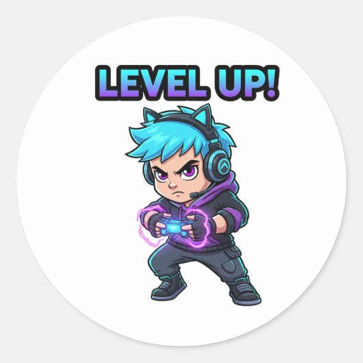 Level up game Sticker (Voorkant)