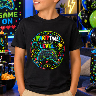 Level Up Gamer 10e verjaardag jongen feestje T-shirt