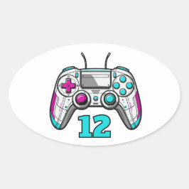 Level Up Gamer Birthday – Video Game Party Favor  Ovale Sticker