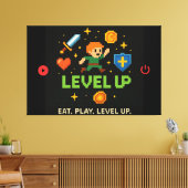 Level Up Gamer Canvas – Pixel Retro Wall Art (Insitu (Woonkamer))