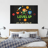 Level Up Gamer Canvas – Pixel Retro Wall Art Afdruk (Insitu (Slaapkamer))