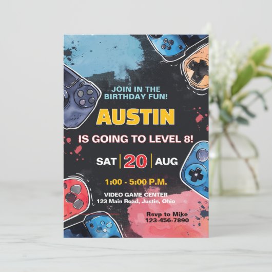 Level Up Gamer Elke Leeftijd Jongens of Meisjes Ve Kaart (Staand voorkant)