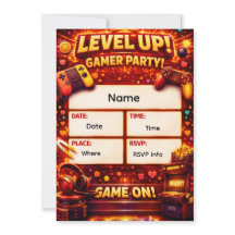 Level Up Gamer Feest Uitnodiging 