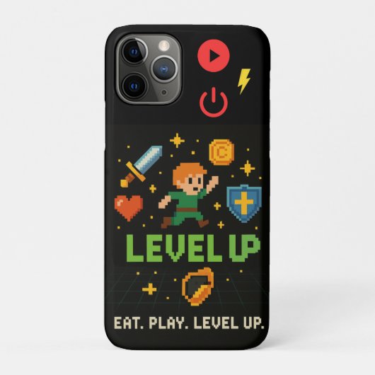 Level Up Gamer iPhone 11 Pro Hoesje – Retro Pixels (Achterkant)