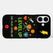 Level Up Gamer iPhone 16 Case – Pixel Retro Style (Achterkant (horizontaal))