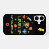 Level Up Gamer iPhone 16 Hoesje – Pixel Retro Stij (Achterkant horizontaal)