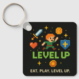 Level Up Gamer Keychain – Pixel Retro Style